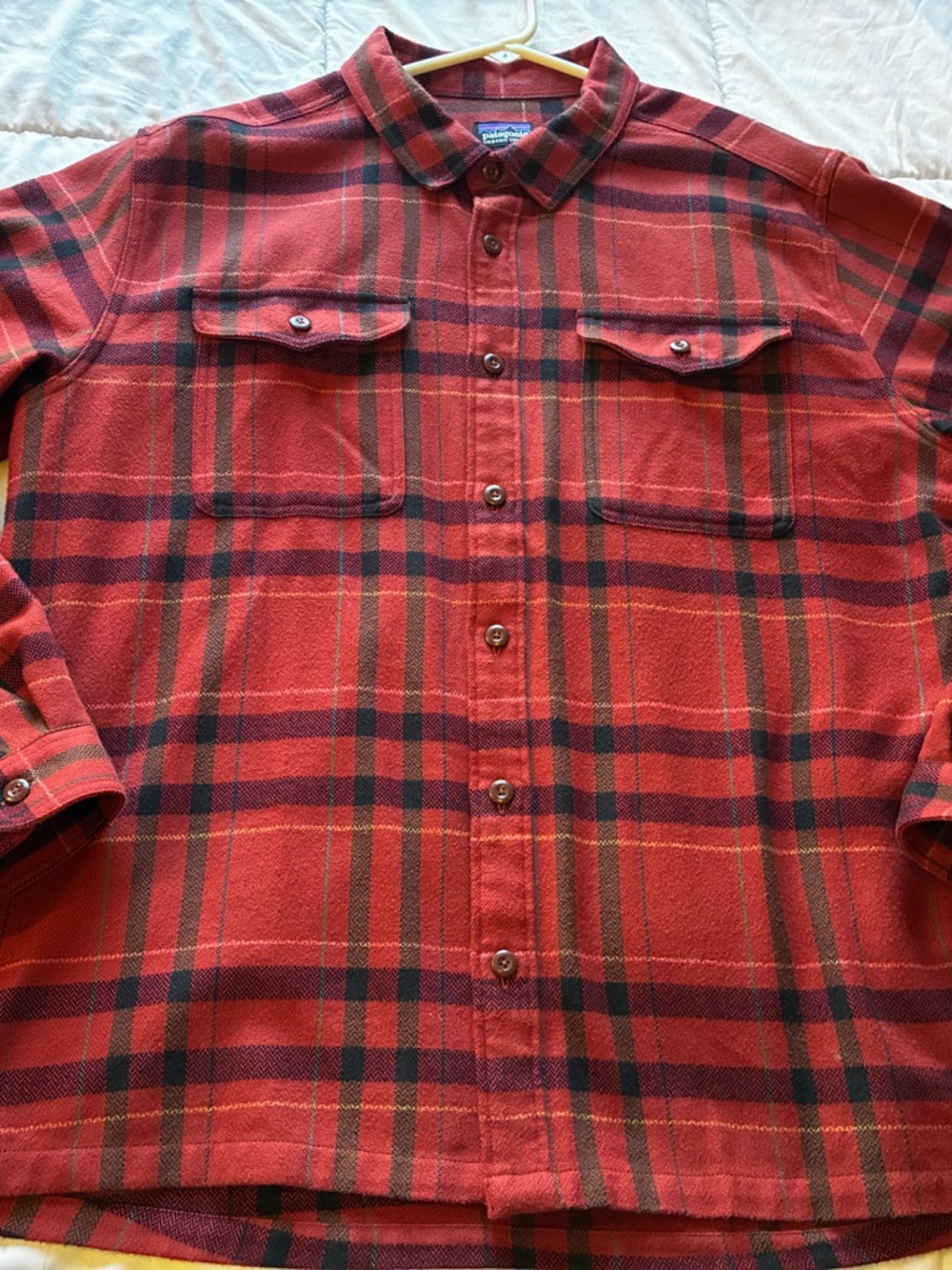 Patagonia Fjord Flannel Shirt Men’s XL Red Plaid Organic Cotton Button Front